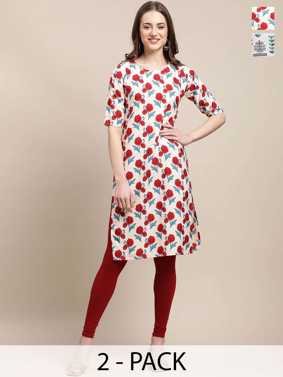 

7Threads Women Ethnic Motifs Printed Floral Crepe Kurta, Multi