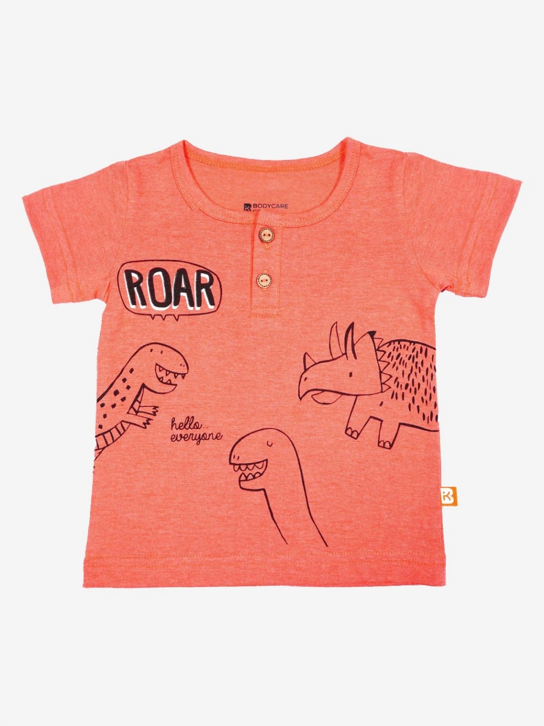 

Bodycare Boys Conversational Printed Henley Neck Cotton T-shirt, Coral