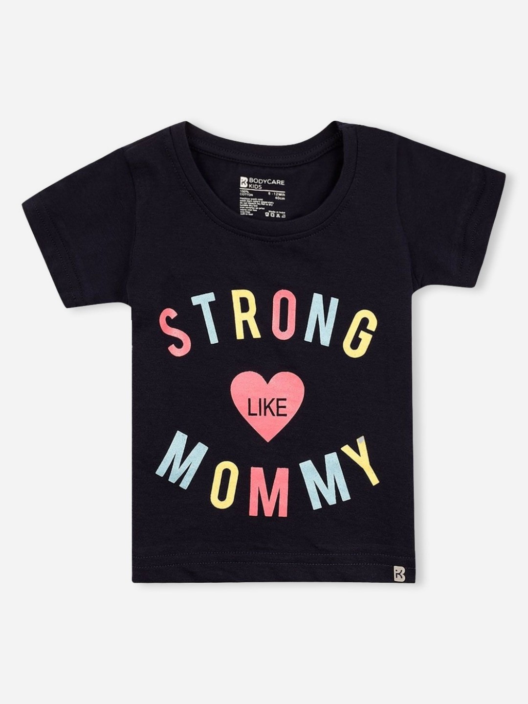 

Bodycare Girls Typography Printed Round Neck Cotton T-shirt, Navy blue