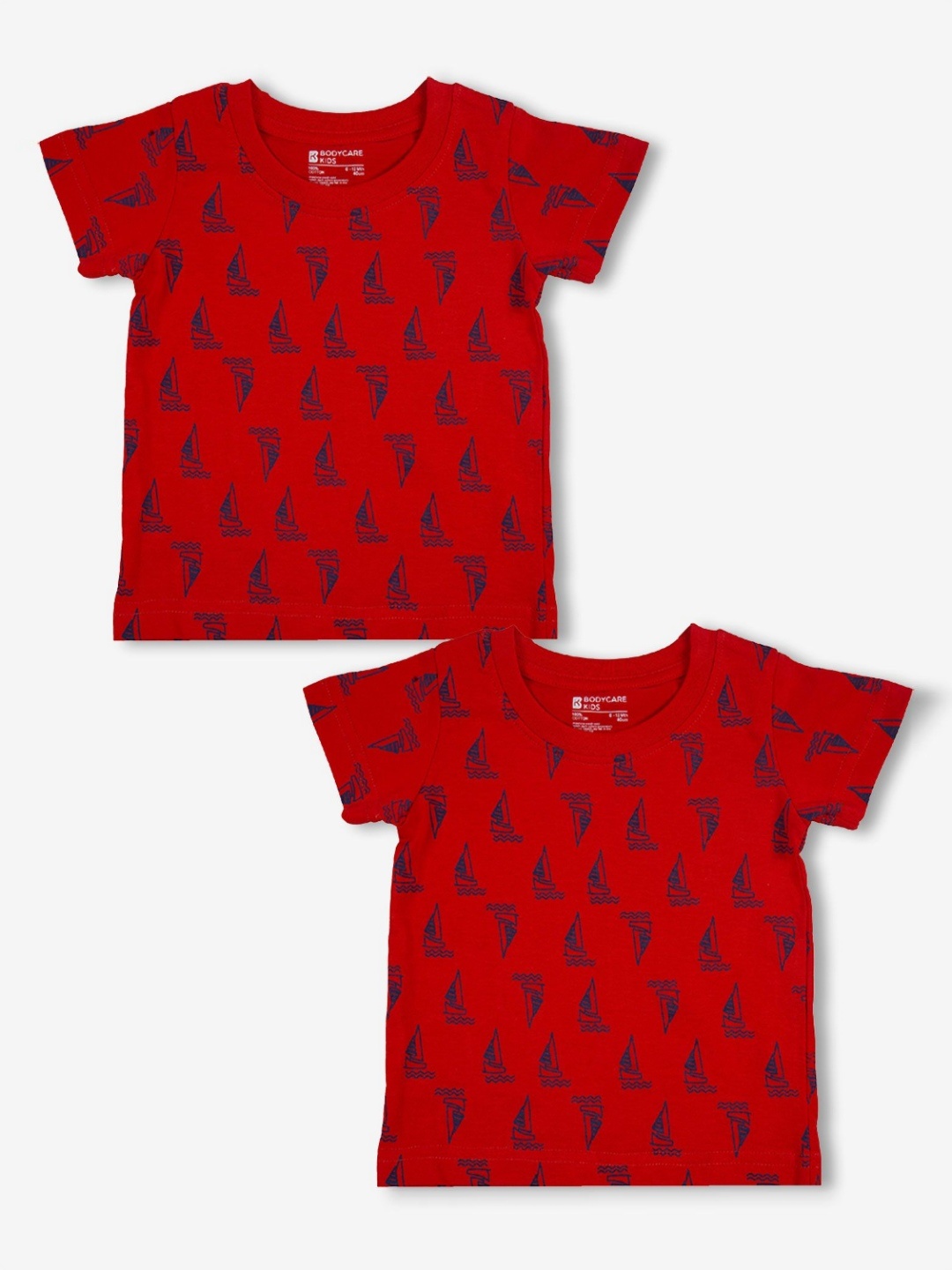 

Bodycare Boys Pack Of 2 Conversational Printed Round Neck Cotton T-shirts, Red