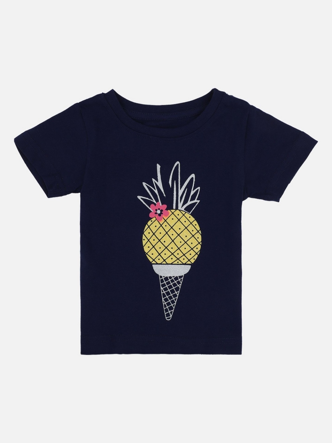

Bodycare Girls Graphic Printed Round Neck Cotton T-shirt, Navy blue