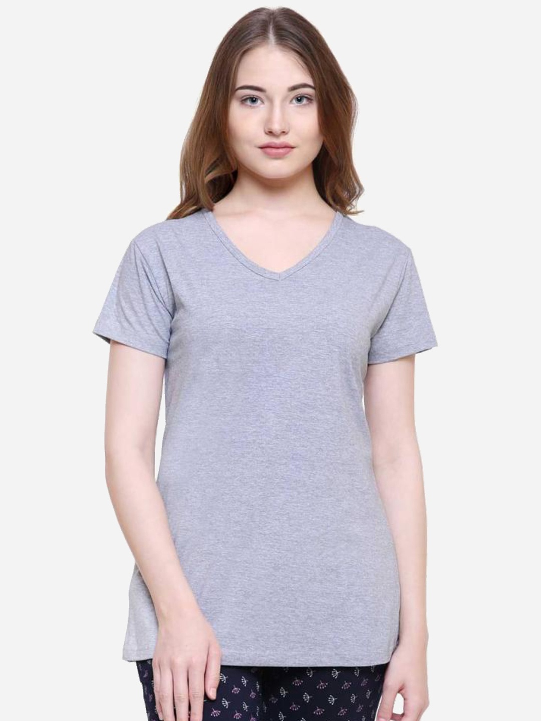 

PROTEENS Women Textured Solid V-Neck Cotton T-shirt, Multi