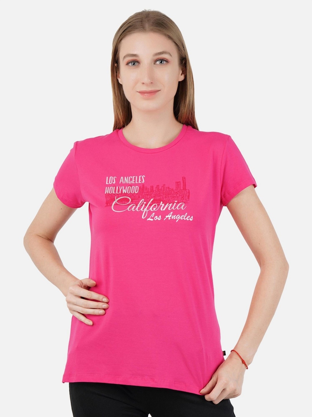 PROTEENS Women Typography Printed Round Neck Cotton T-shirt, Pink