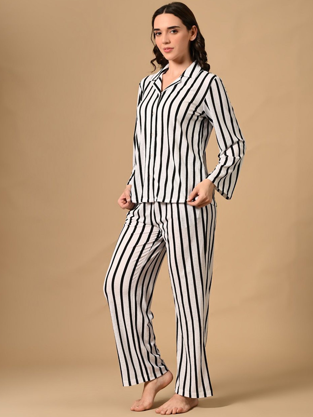 

PANDORNA Women Striped Night suit, White