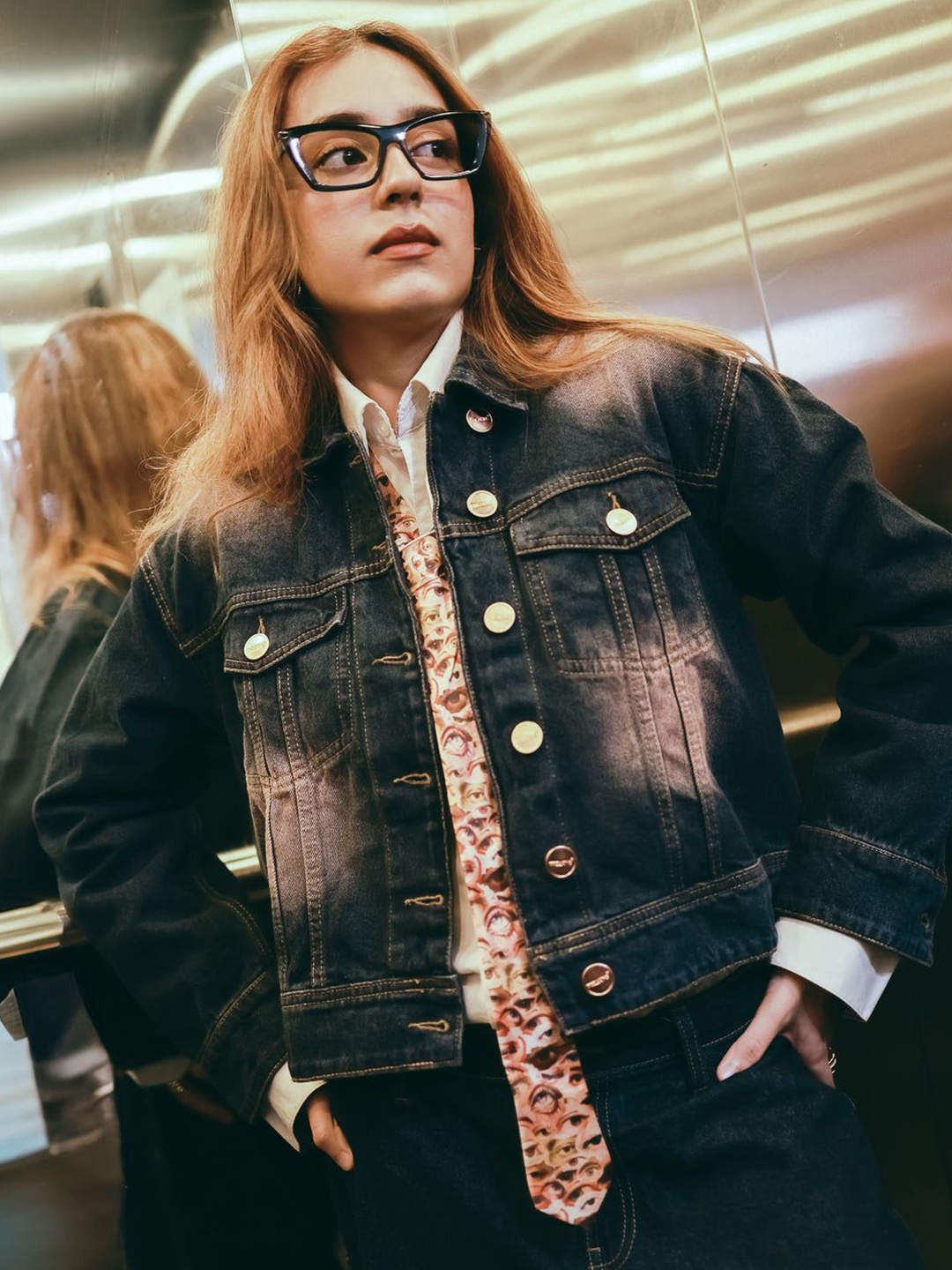 

FREAKINS Women Spread Collar Washed Solid Cotton Casual Denim Jacket, Navy blue