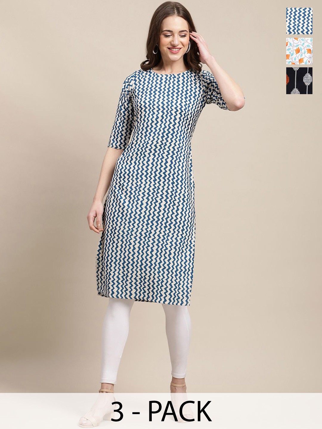 

7Threads Women Ethnic Motifs Printed Thread Work Floral Crepe Kurta, Multi