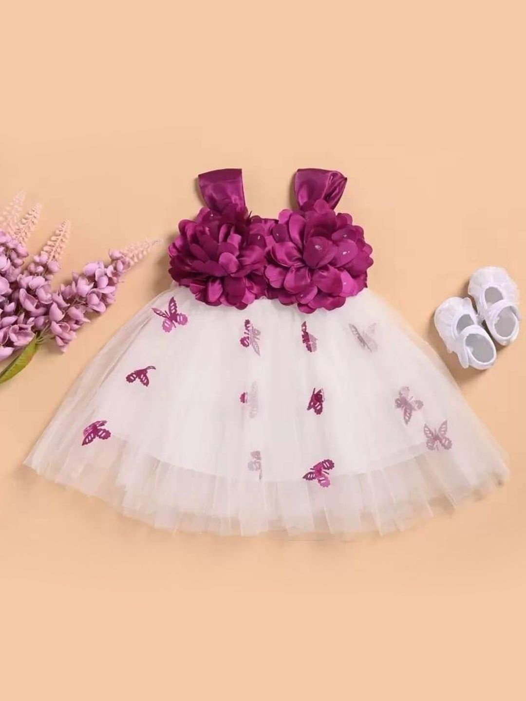 

MS BROTHERS Girls Fit & Flare Dress, Purple
