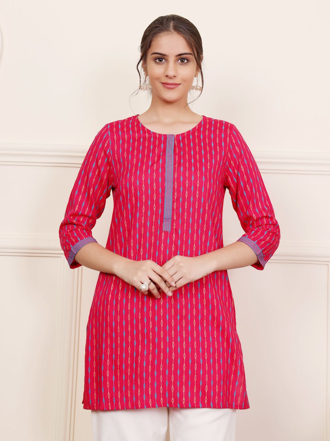 

SAVI Striped Kurti, Pink