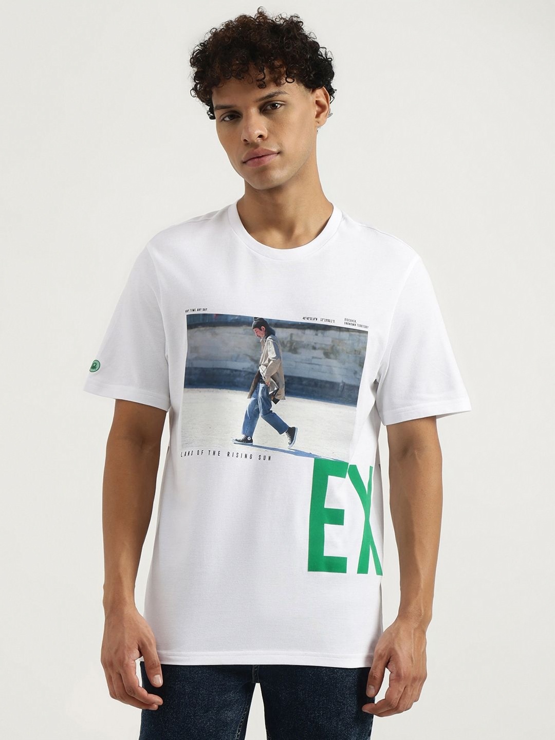 

United Colors of Benetton Men Typography Printed Pure Cotton Pockets T-shirt, White