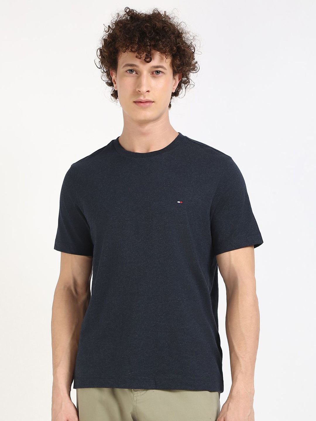 

Tommy Hilfiger Men Solid Round Neck Cotton T-shirt, Navy blue