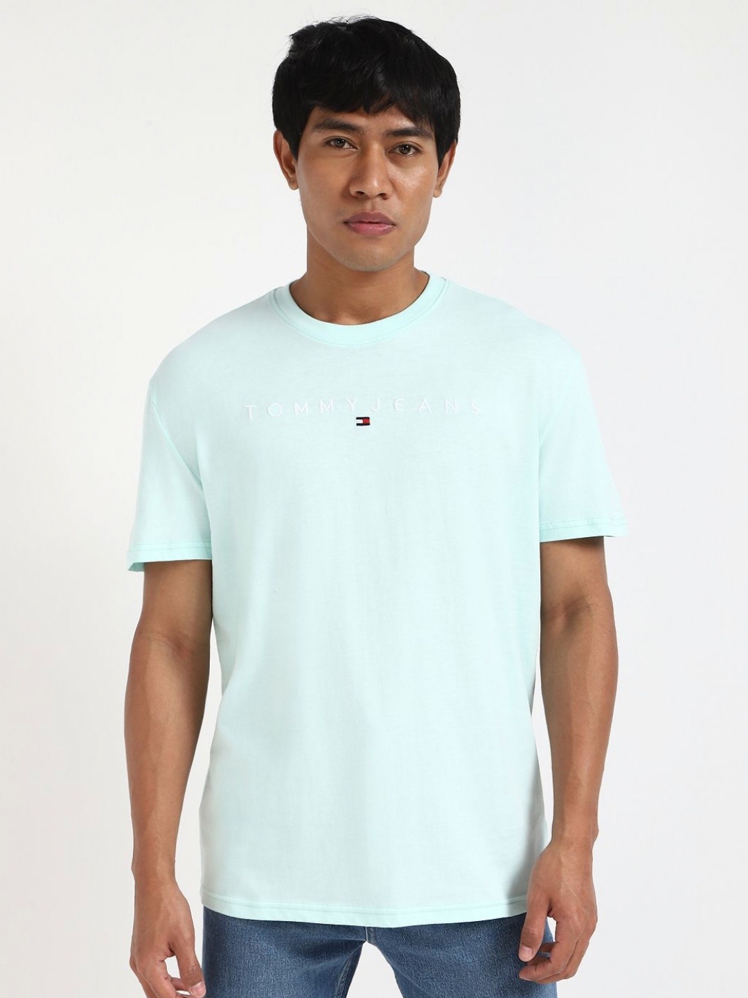 

Tommy Hilfiger Men Typography Printed Round Neck Cotton T-shirt, Green