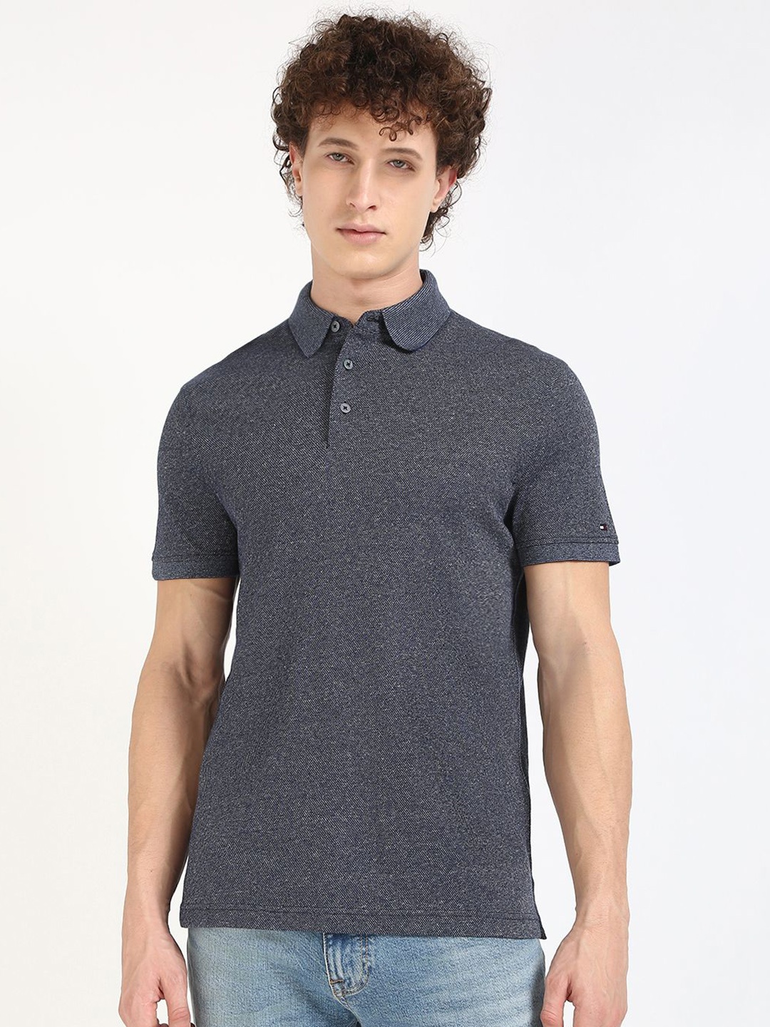 

Tommy Hilfiger Men Solid Polo Collar Cotton T-shirt, Grey