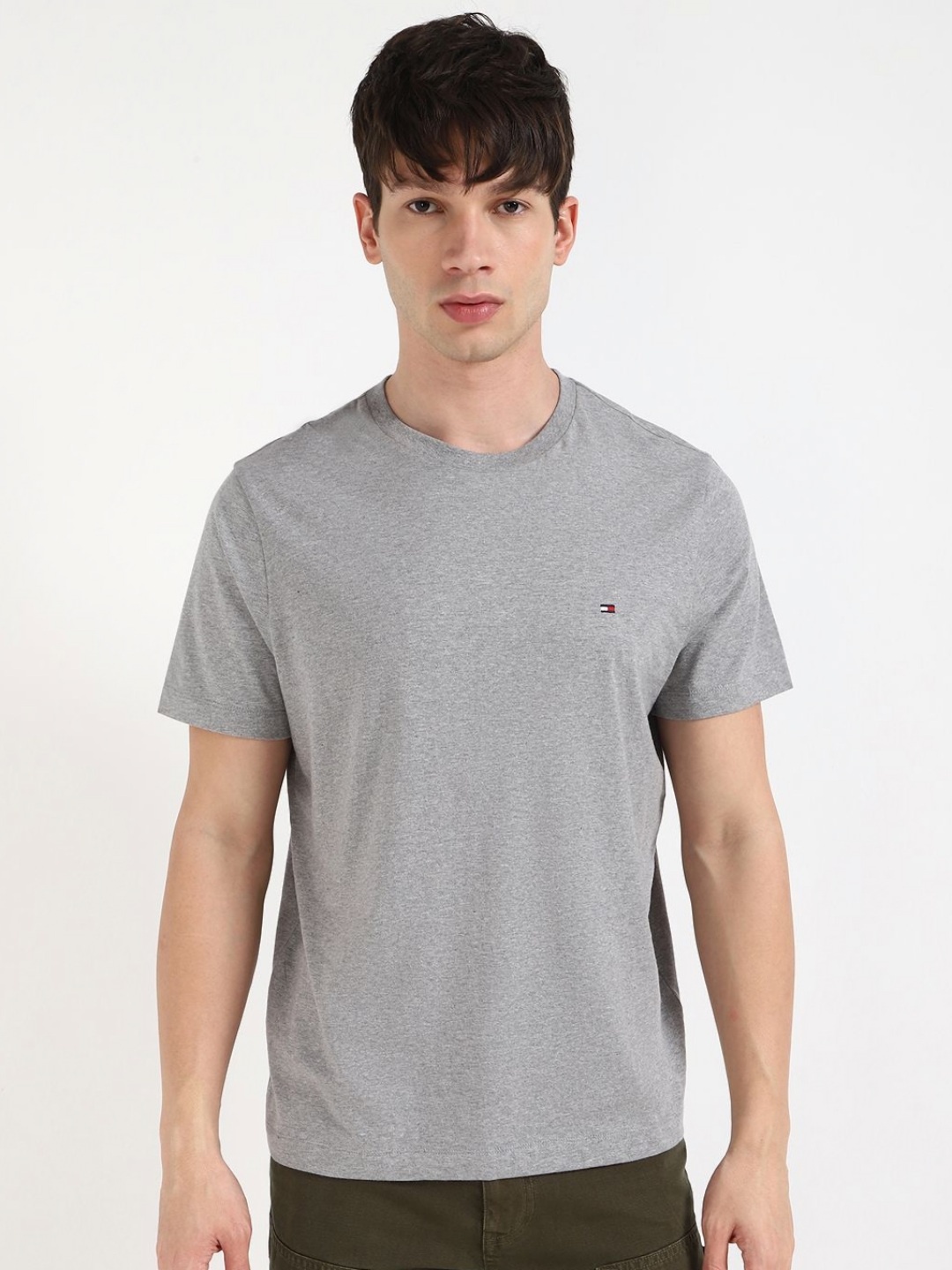 

Tommy Hilfiger Men Solid Round Neck Cotton T-shirt, Grey