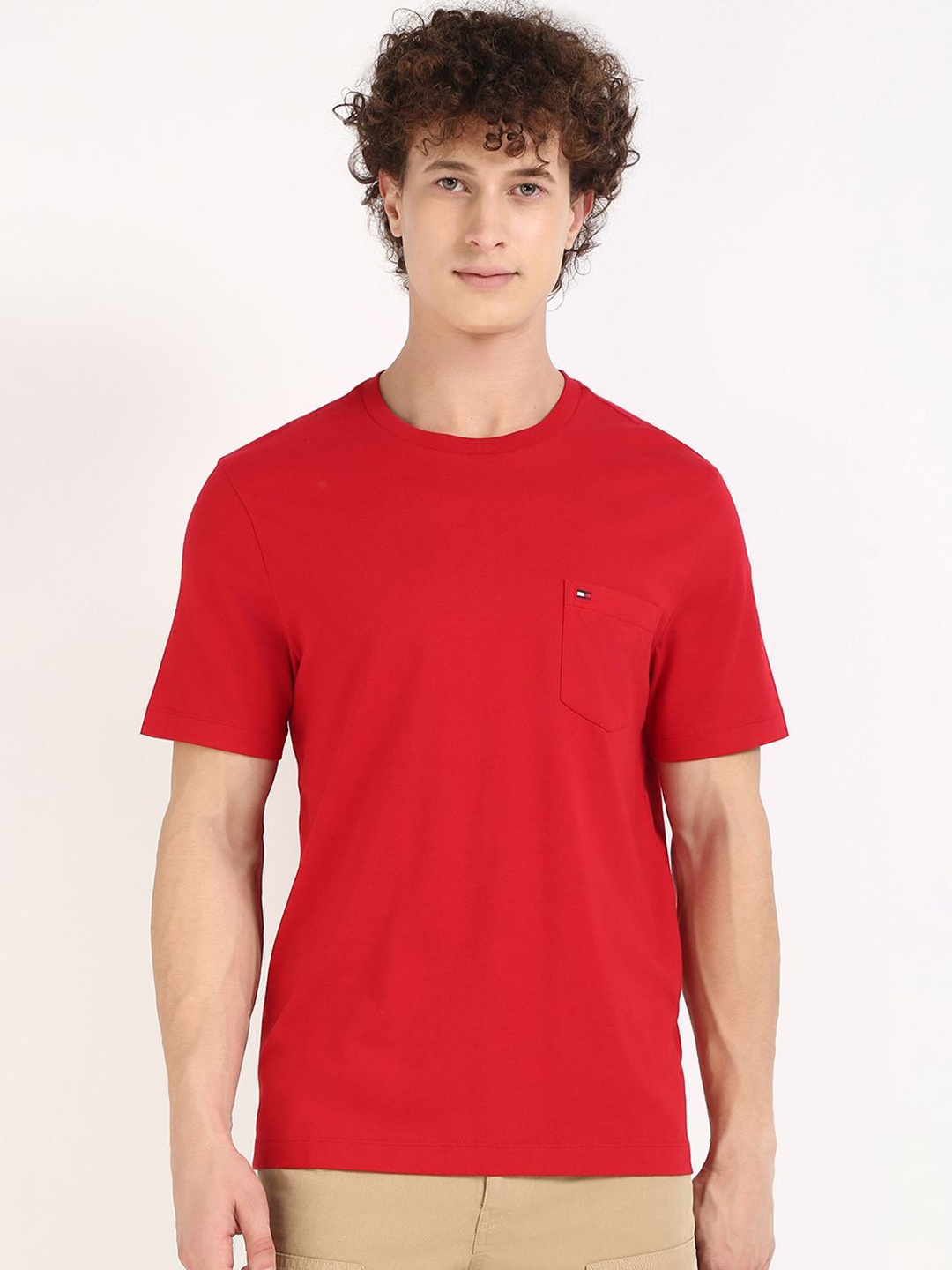 

Tommy Hilfiger Men Solid Round Neck Cotton T-shirt, Red