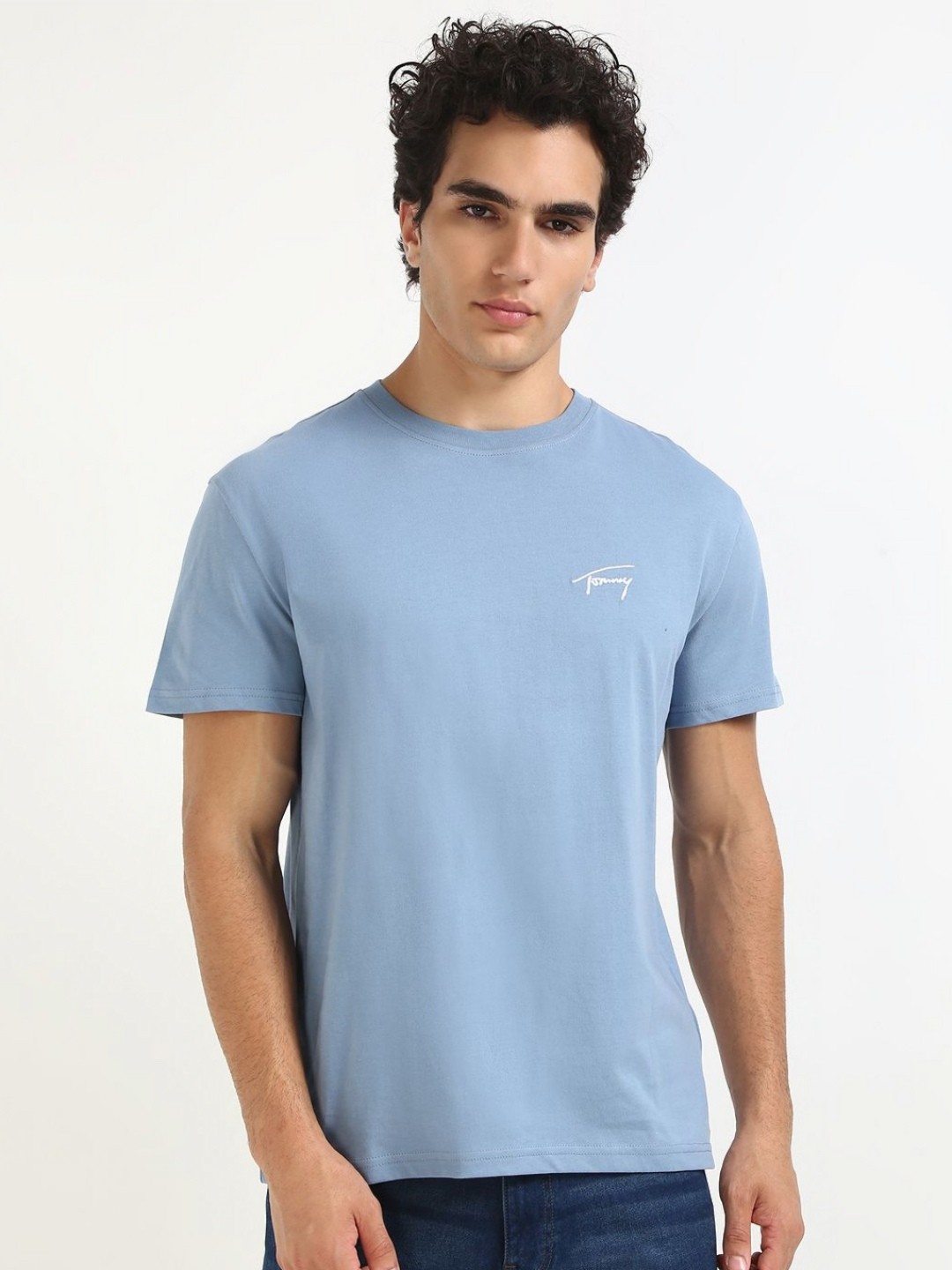 

Tommy Hilfiger Men Solid Round Neck Cotton T-shirt, Blue
