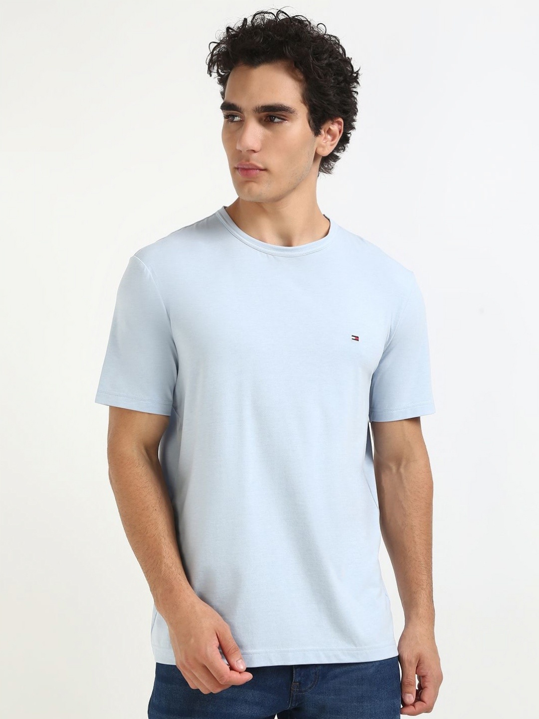 

Tommy Hilfiger Men Solid Round Neck Cotton T-shirt, Blue
