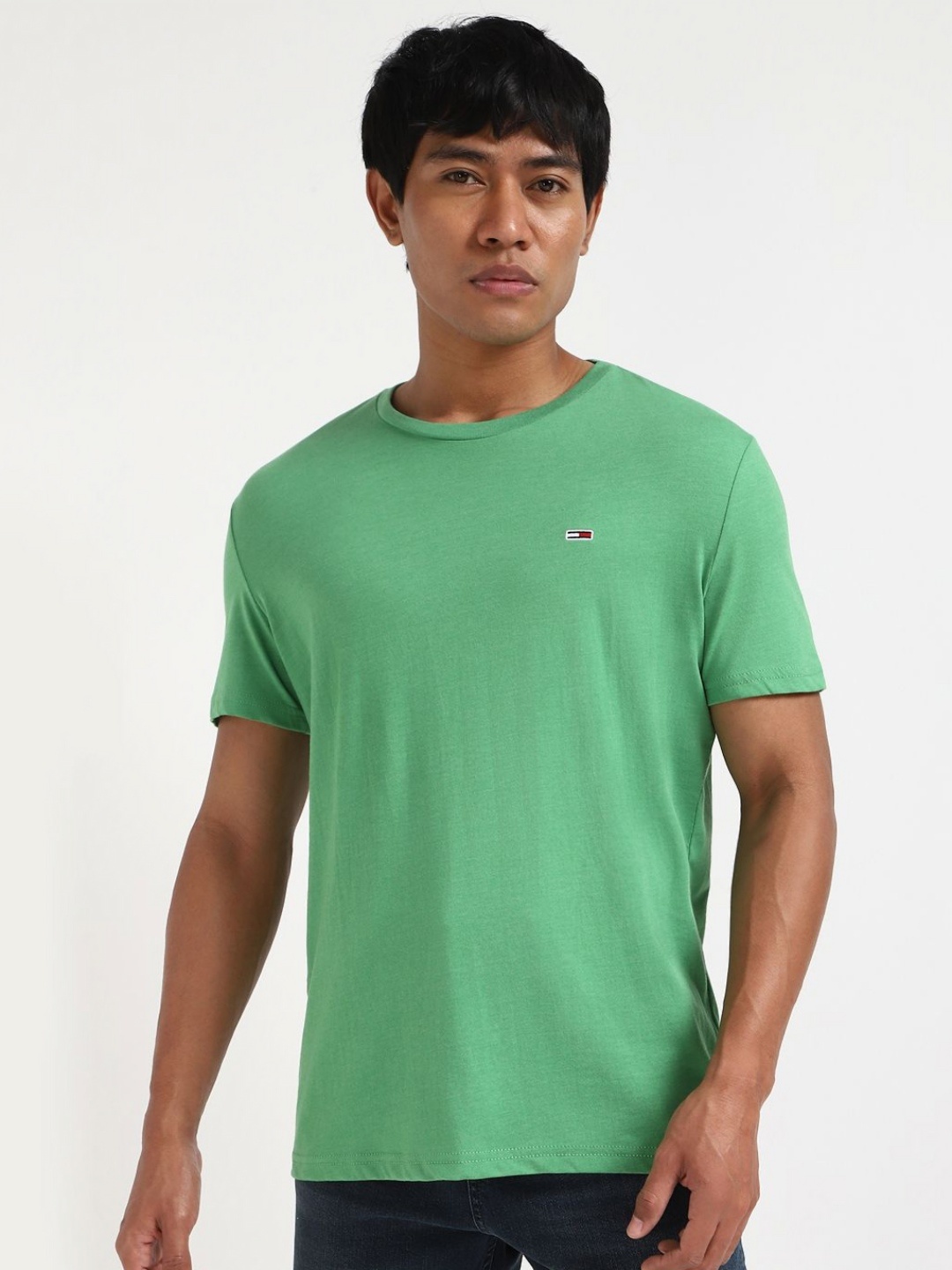 

Tommy Hilfiger Men Solid Round Neck Cotton T-shirt, Green