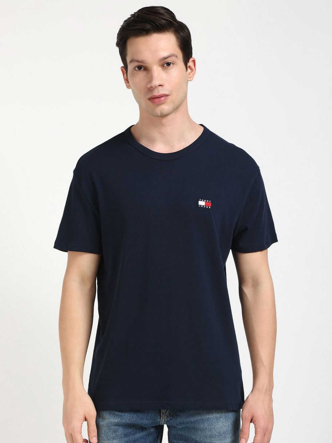 

Tommy Hilfiger Men Solid Round Neck Cotton T-shirt, Navy blue