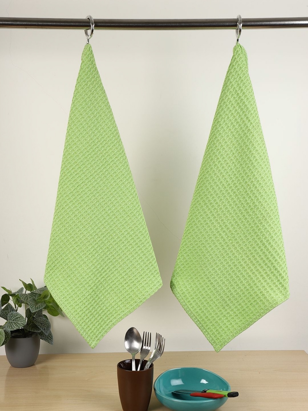 

Jamio Firati Green 2 Pieces Checked Pure Cotton Kitchen Towels