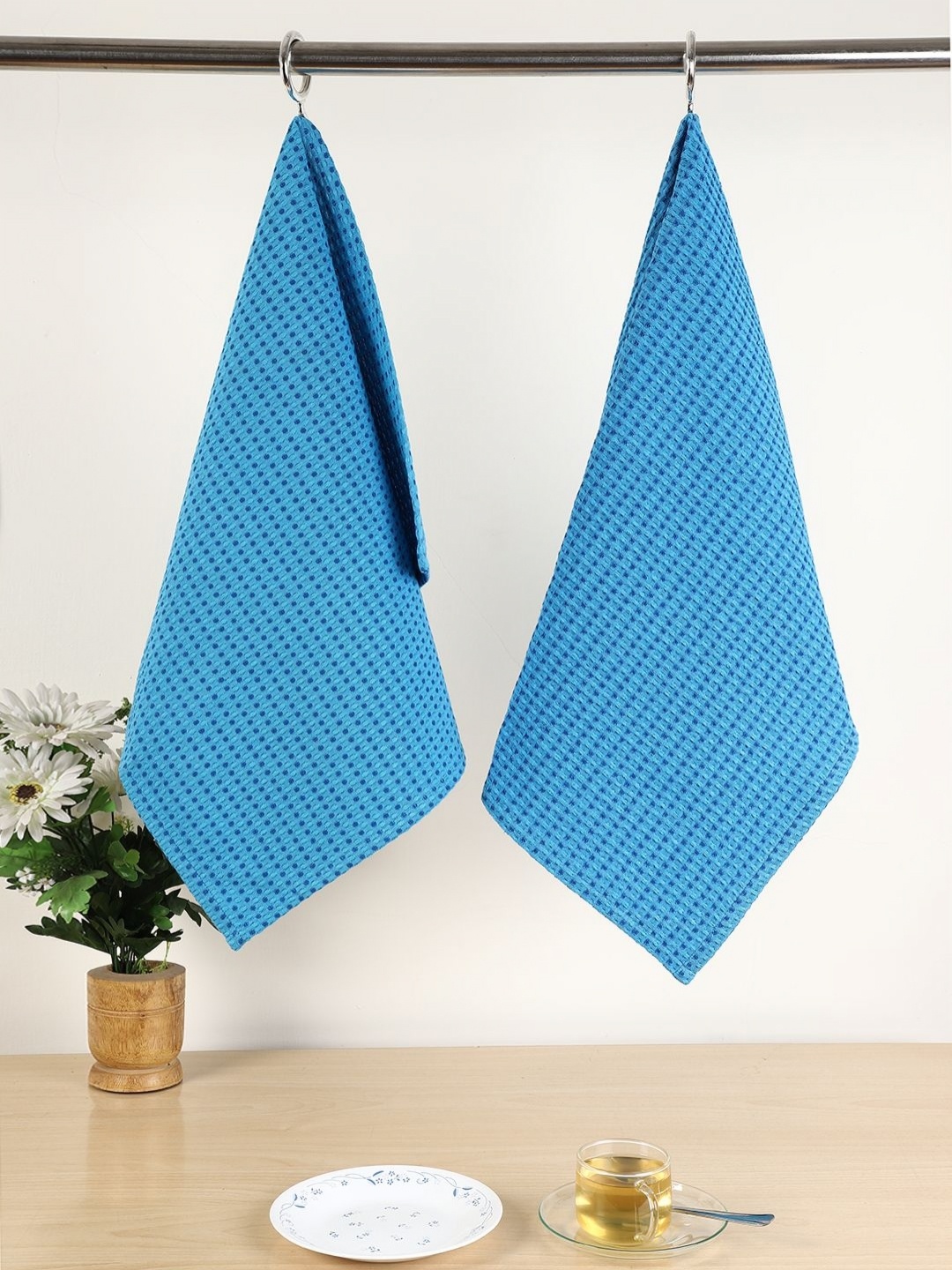 

Jamio Firati Blue 2 Pieces Checked Pure Cotton Kitchen Towels