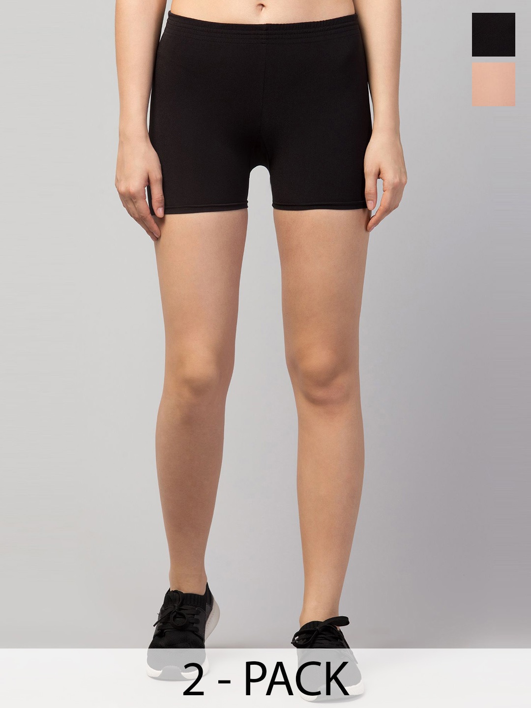 

HIRRUX Women Pack of 2 Skinny Fit Cycling e-Dry Technology Regular Shorts, Black