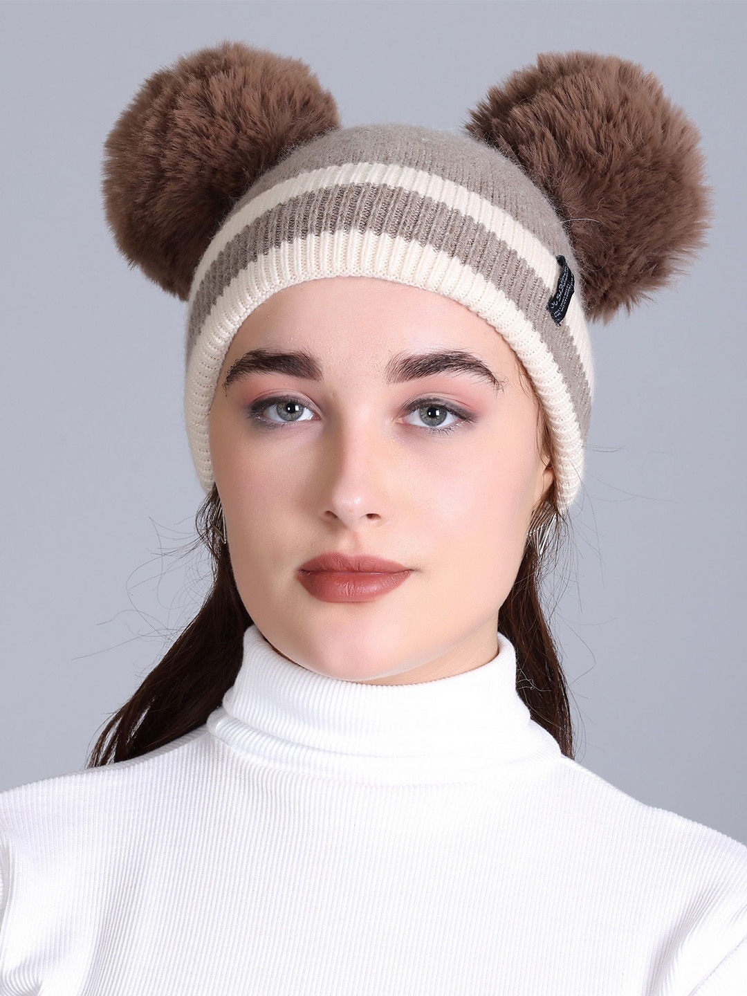 

513 Women Soft Warm Winter Knitted Skull Beanie, Camel brown