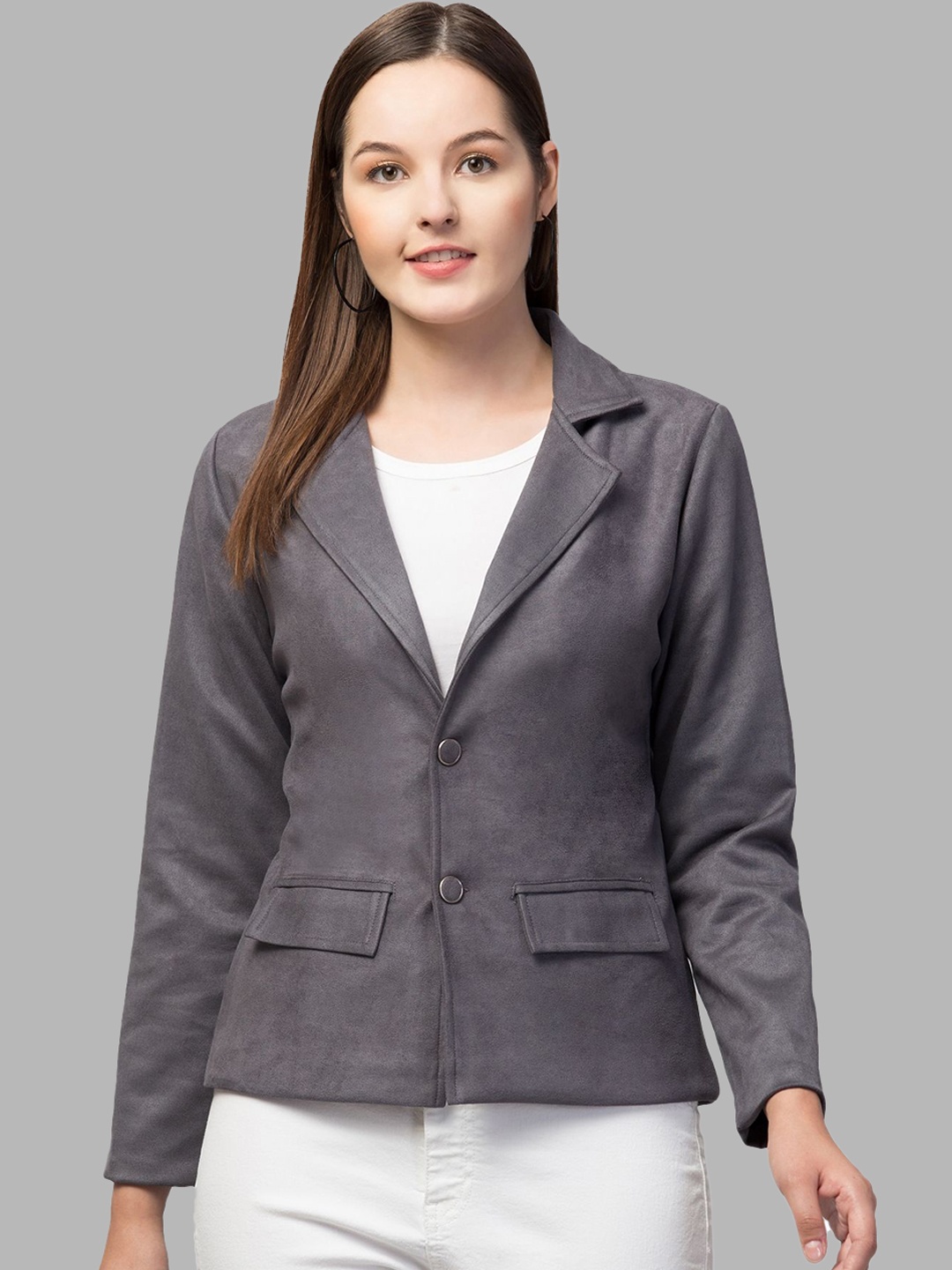 

Fruba Notched Lapel Single-Breasted Regular Fit Linen Blazer, Charcoal
