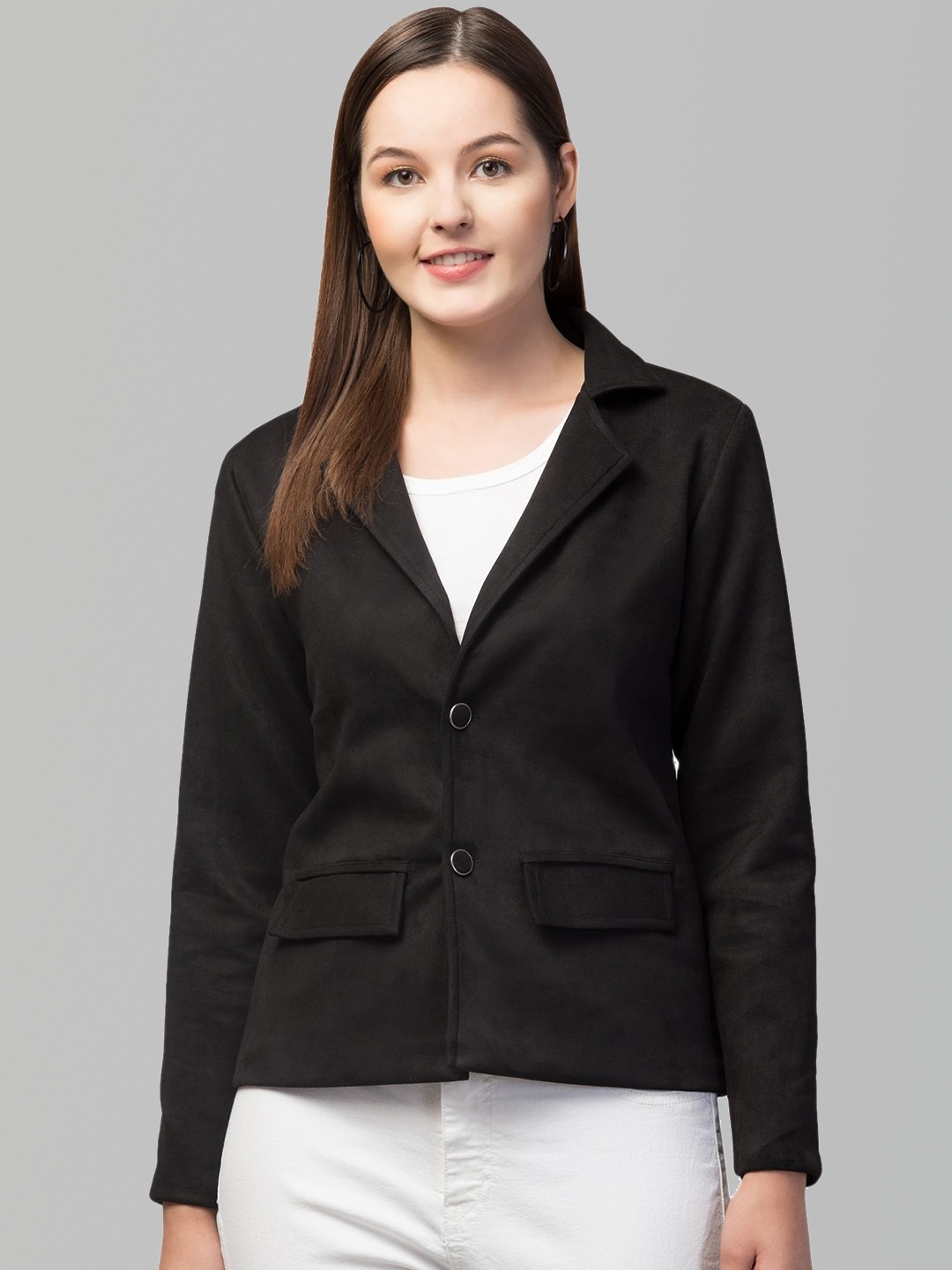 

Fruba Notched Lapel Single-Breasted Regular Fit Linen Blazer, Black