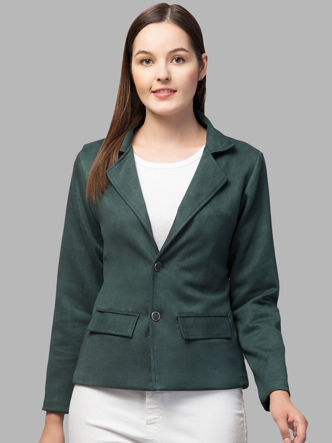 

Fruba Notched Lapel Single-Breasted Regular Fit Linen Blazer, Green