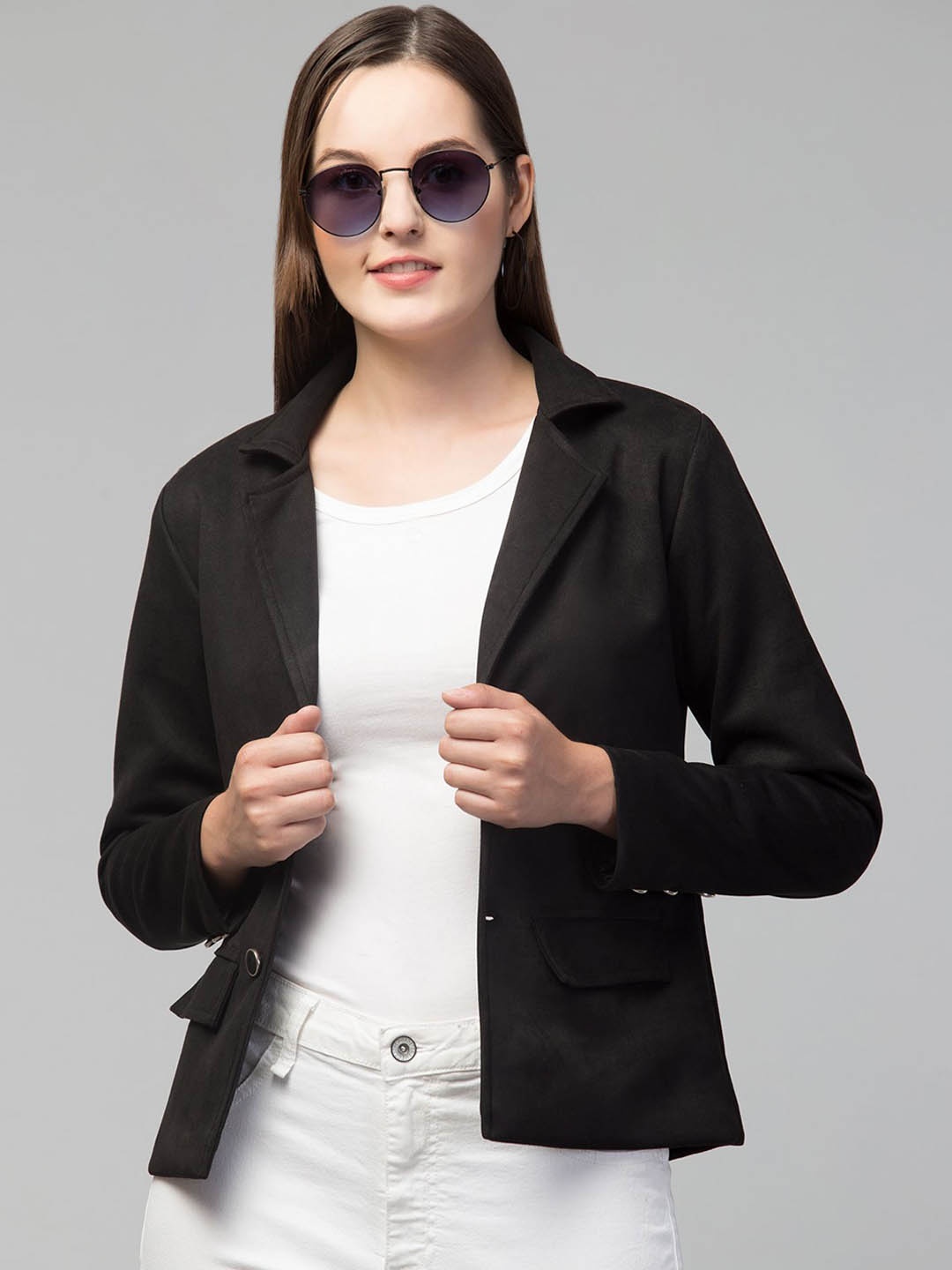 

Fruba Notched Lapel Single-Breasted Regular Fit Linen Blazer, Black