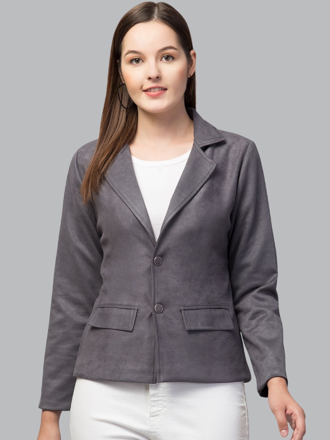 

Fruba Notched Lapel Single-Breasted Regular Fit Linen Blazer, Charcoal