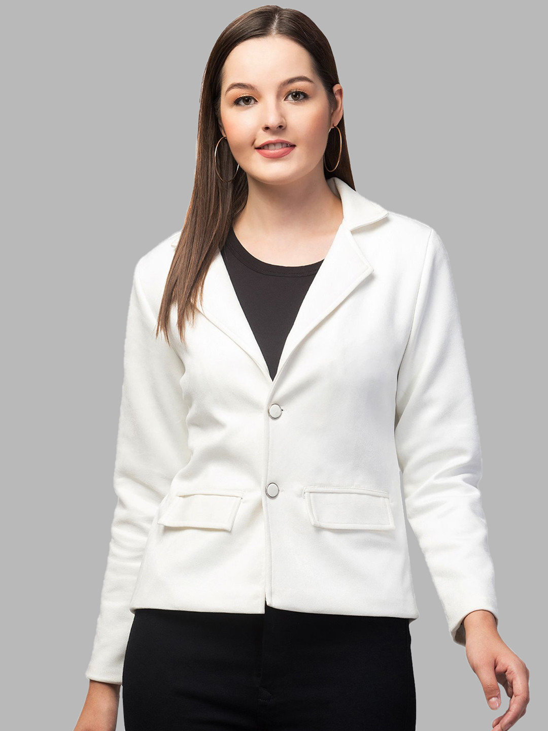 

Fruba Notched Lapel Single-Breasted Regular Fit Linen Blazer, White