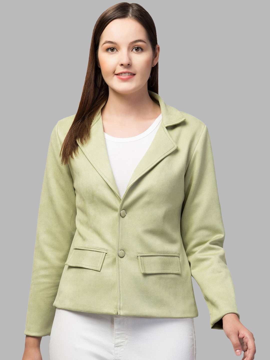 

Fruba Notched Lapel Single-Breasted Regular Fit Linen Blazer, Green