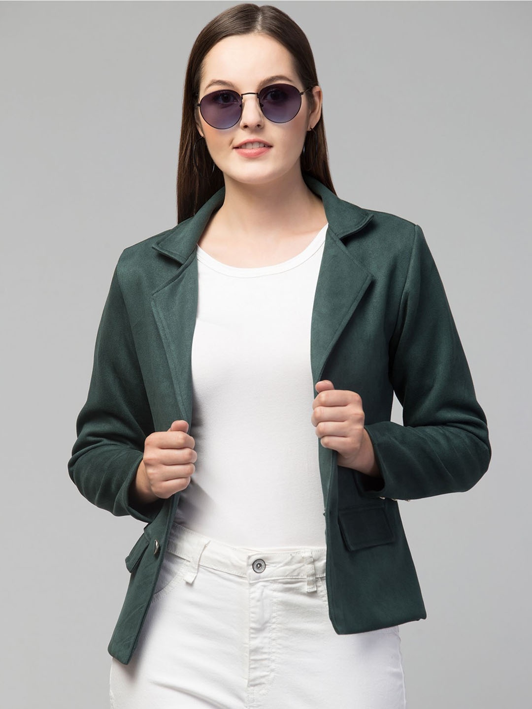 

Fruba Notched Lapel Single-Breasted Regular Fit Linen Blazer, Green