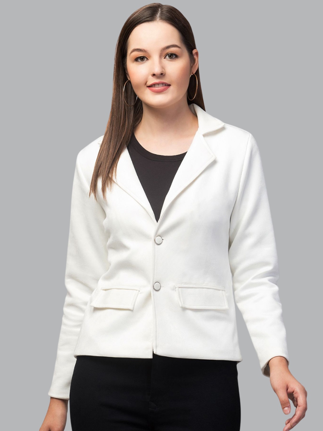 

Fruba Notched Lapel Single-Breasted Regular Fit Linen Blazer, White