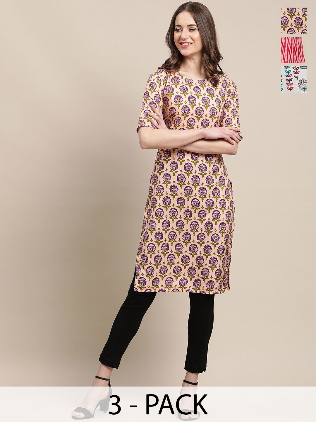 

7Threads Women Ethnic Motifs Printed Floral Crepe Kurta, Multi