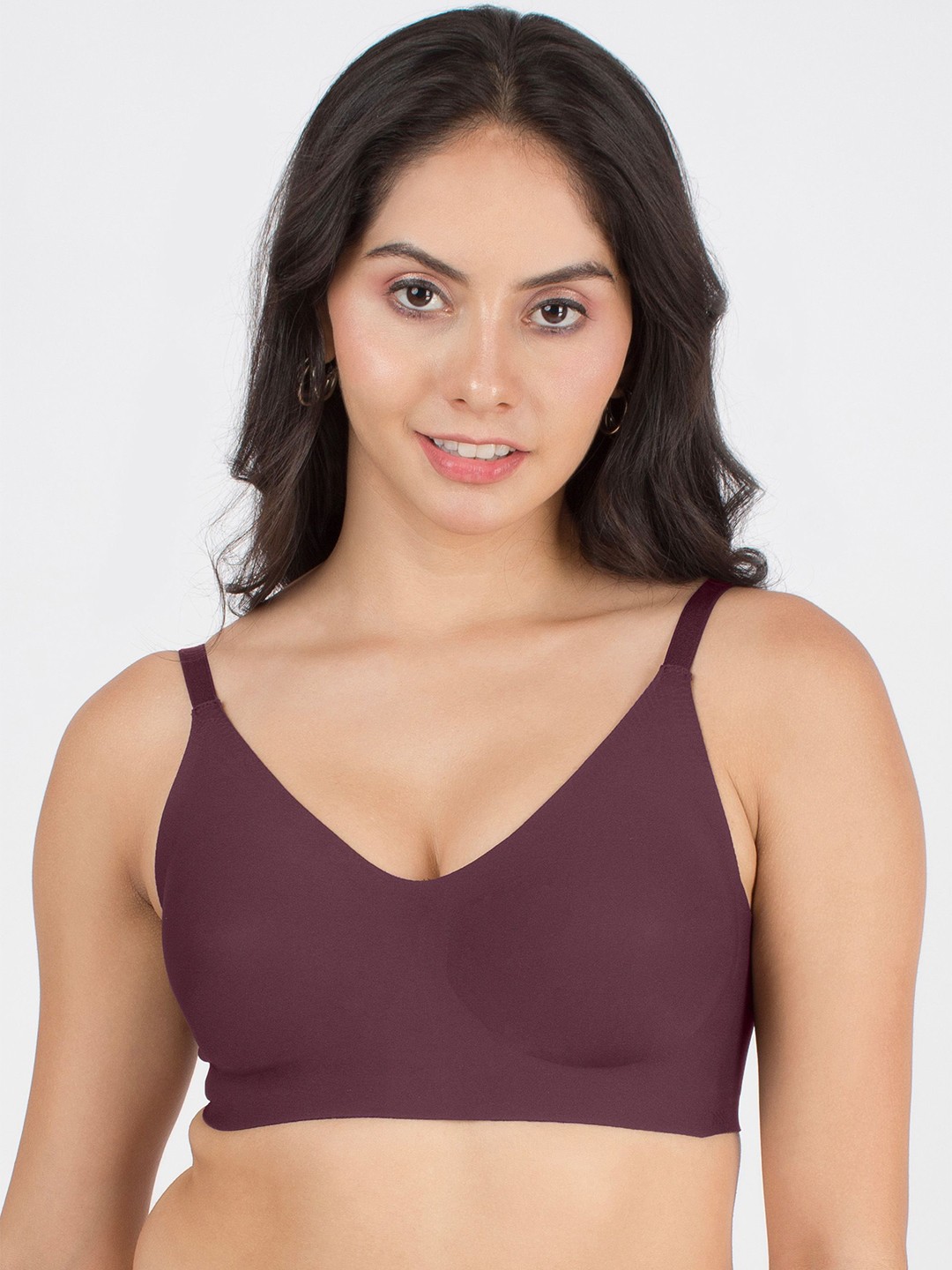 

DressBerry Lightly Padded Non Wired Seamless Bonded InvisiBra, Brown