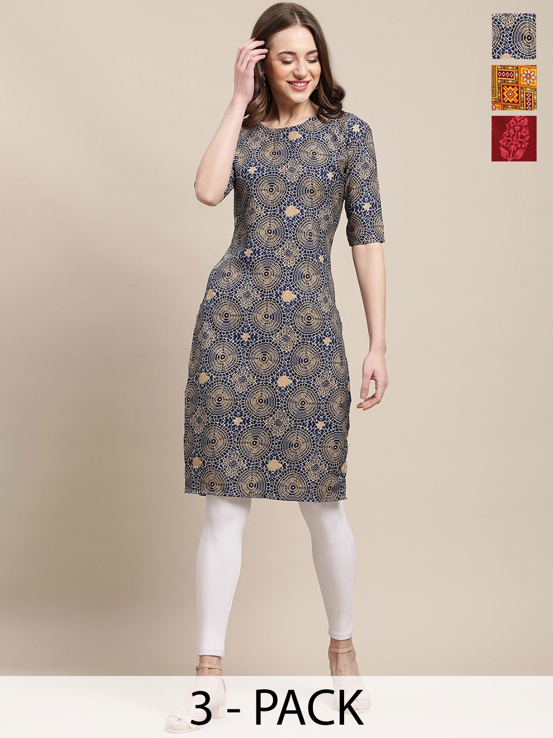 

7Threads Women Ethnic Motifs Printed Sequinned Floral Crepe Kurta, Multi
