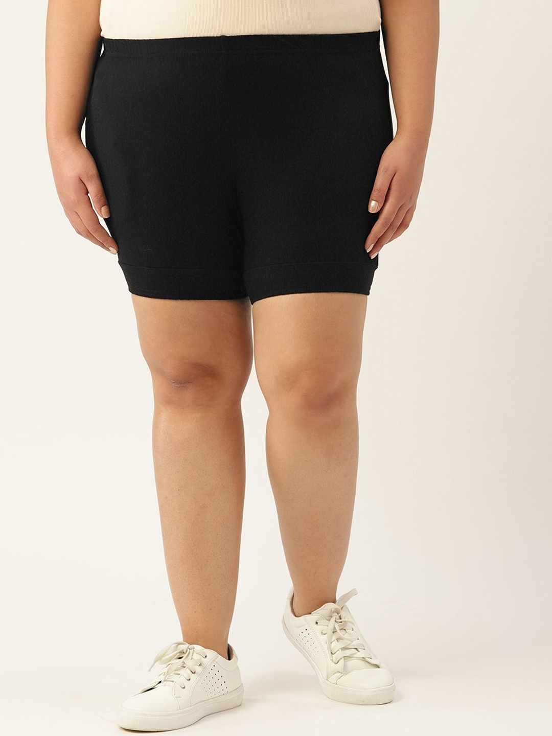 

theRebelinme Women Plus Size High-Rise Hot Pants Shorts, Black