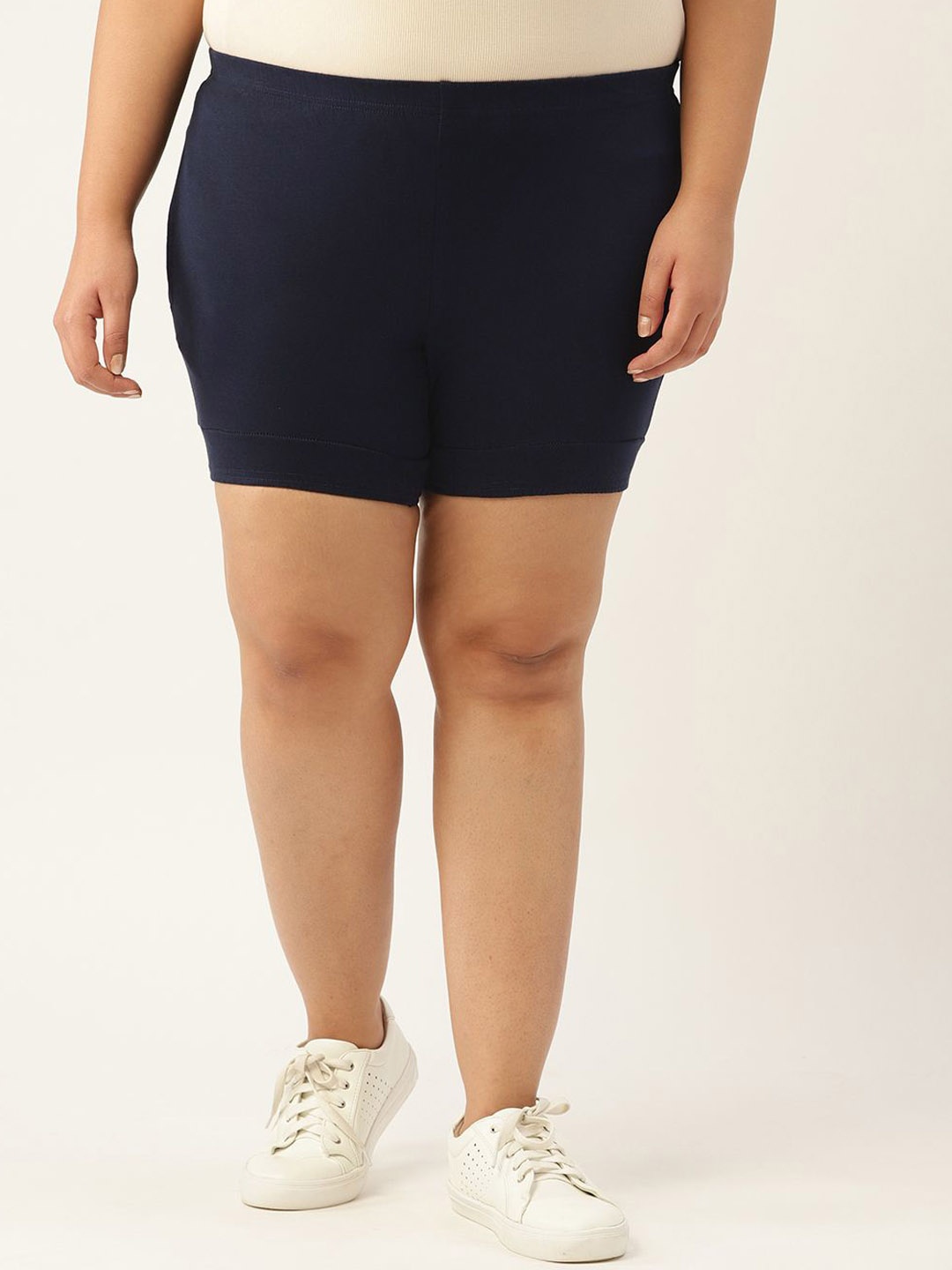 

theRebelinme Women Plus Size High-Rise Shorts, Navy blue