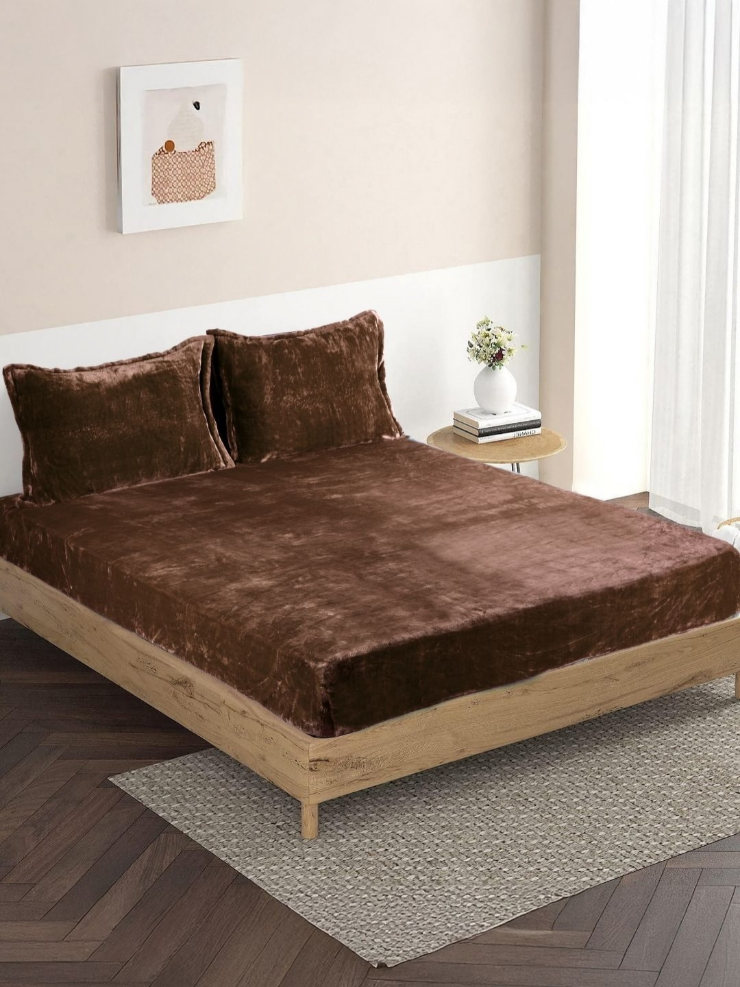 

HOMADORN Brown Queen Bedsheet with 2 Pillow Covers