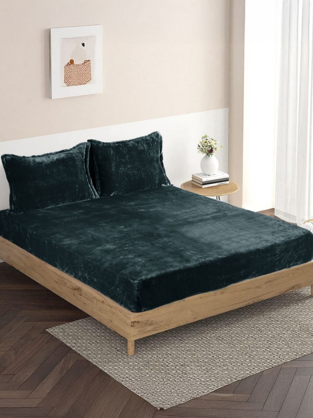 

HOMADORN Warm Winter Grey Microfiber Fitted 550 TC Queen Bedsheet Set 2 m x1.80 m x 20 cm