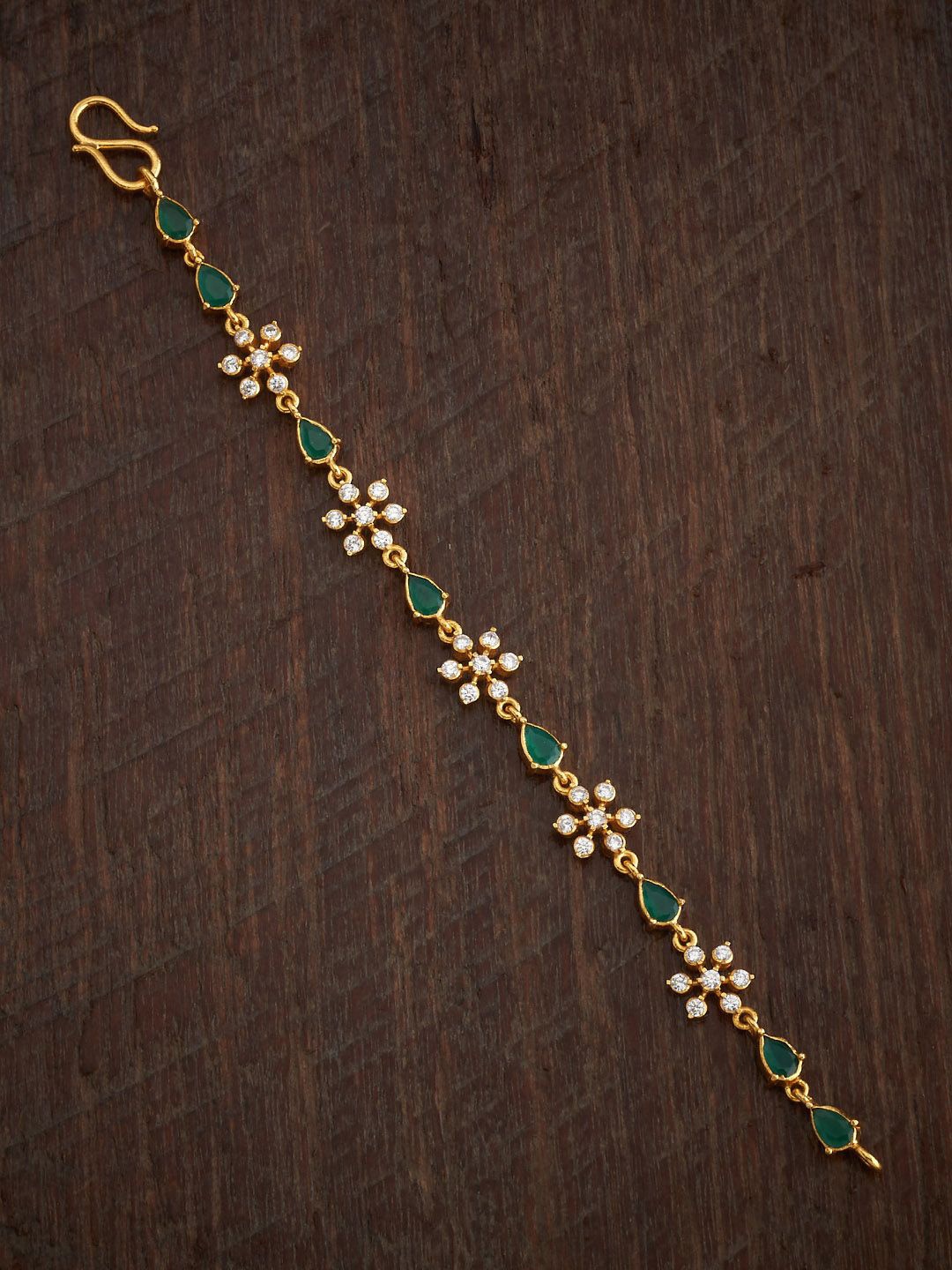 

Kushal's Fashion Jewellery 92.5 Sterling Silver Gold-Plated Stone Studded Link Bracelet