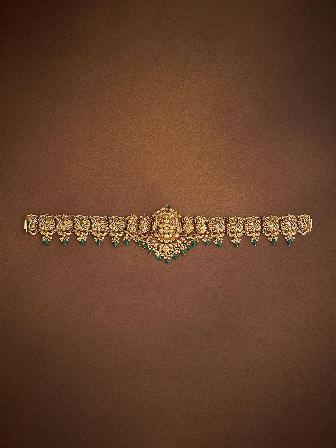 

Kushal's Fashion Jewellery 92.5 Pure Silver Stones Studded Waist Chain Kamarbandh, Gold