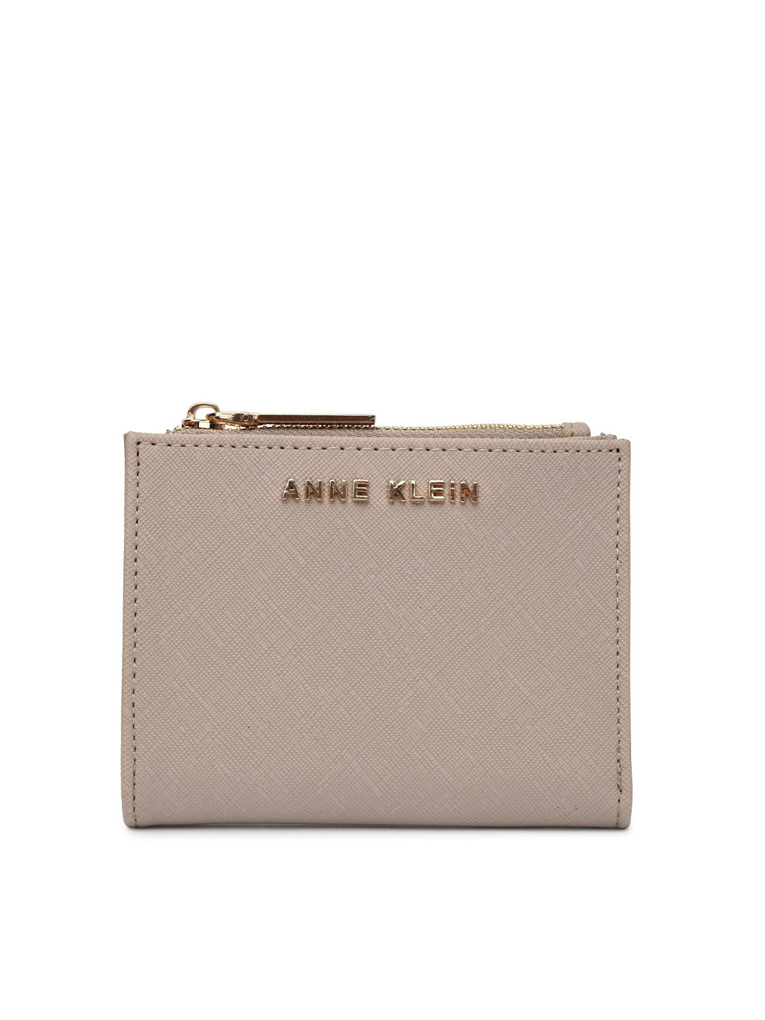 

ANNE KLEIN Women Textured Two Fold Wallet, Beige