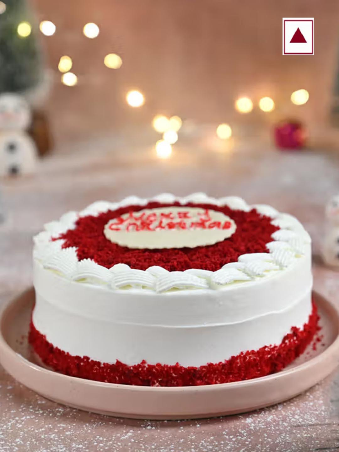 

Floweraura Yummy Merry Christmas Red Velvet Flavour Round Shape Cake- 3 Kg, White