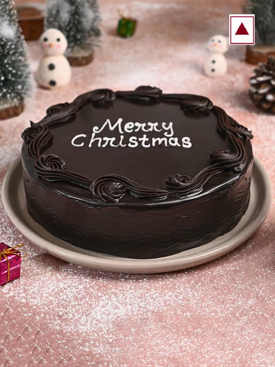

Floweraura Christmas Special Chocolate Flavour Round Shape Truffle Cake- 500 gm, Coffee brown