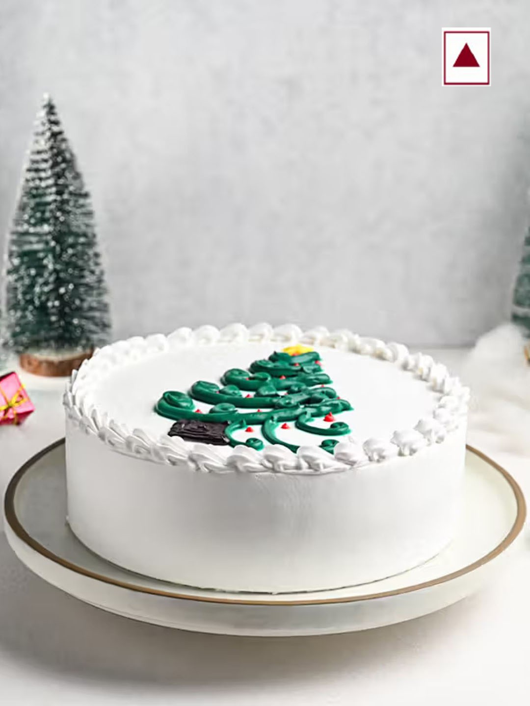 

Floweraura Christmas Bliss Chocolate Poster Vanilla Flavour Round Shape Cake- 500 g, White