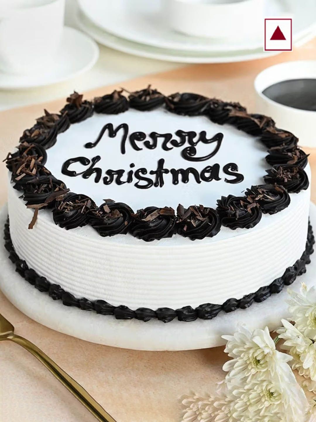 

Floweraura Special Fresh Yummy Merry Christmas Black Forest Flavour Round Shape Cake-1 Kg, White