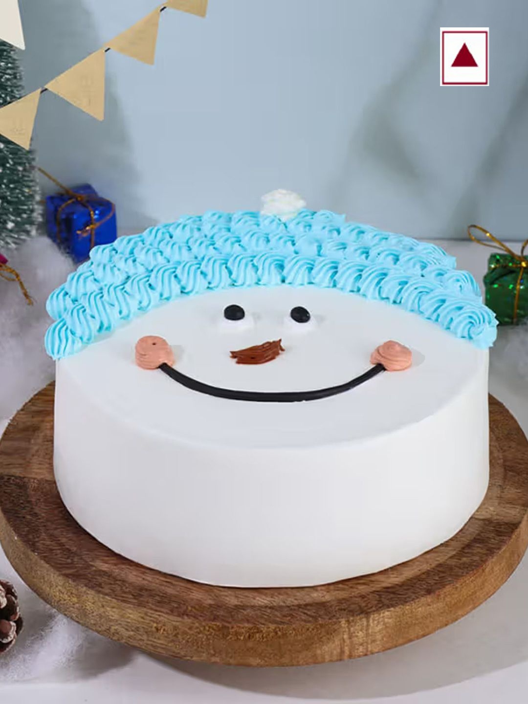 

Floweraura Fresh Yummy Frosty Cheer Christmas Vanilla Flavour Round Shape Cake- 500 g, White